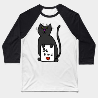 Cute Cat says Be Kind Baseball T-Shirt